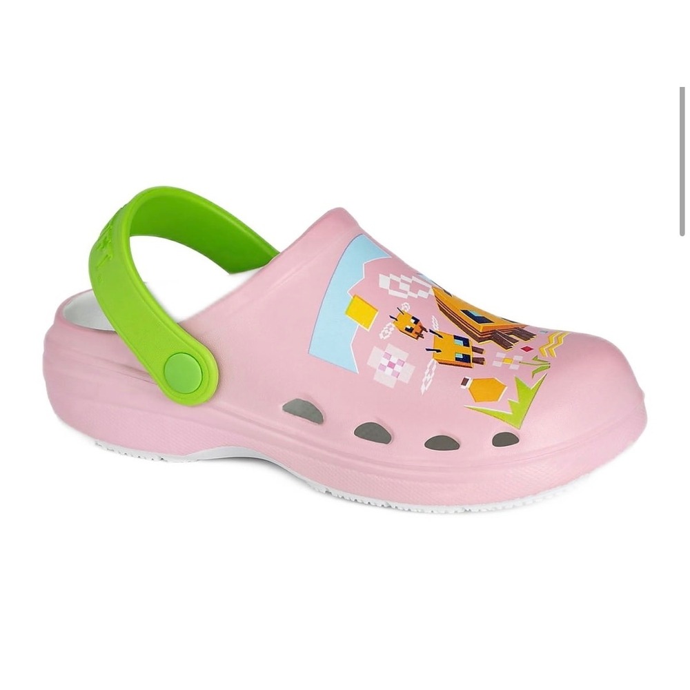 Minecraft EVA Clog Pink Bee Graphic Slip On Shoes Girls Size 4 Big Girl
